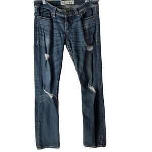 BKE Denim Stella Jeans Women's Distressed Blue Bootcut Size 29x31.5 Tall Western